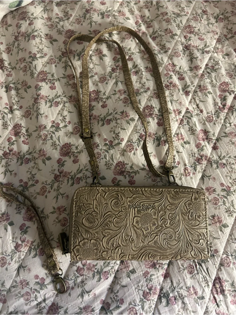 Embossed Gold Crossbody Wallet - Michael Kors Style